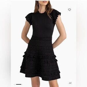 Shoshanna Sofie Frill-Trimmed Knit Minidress - Sz S